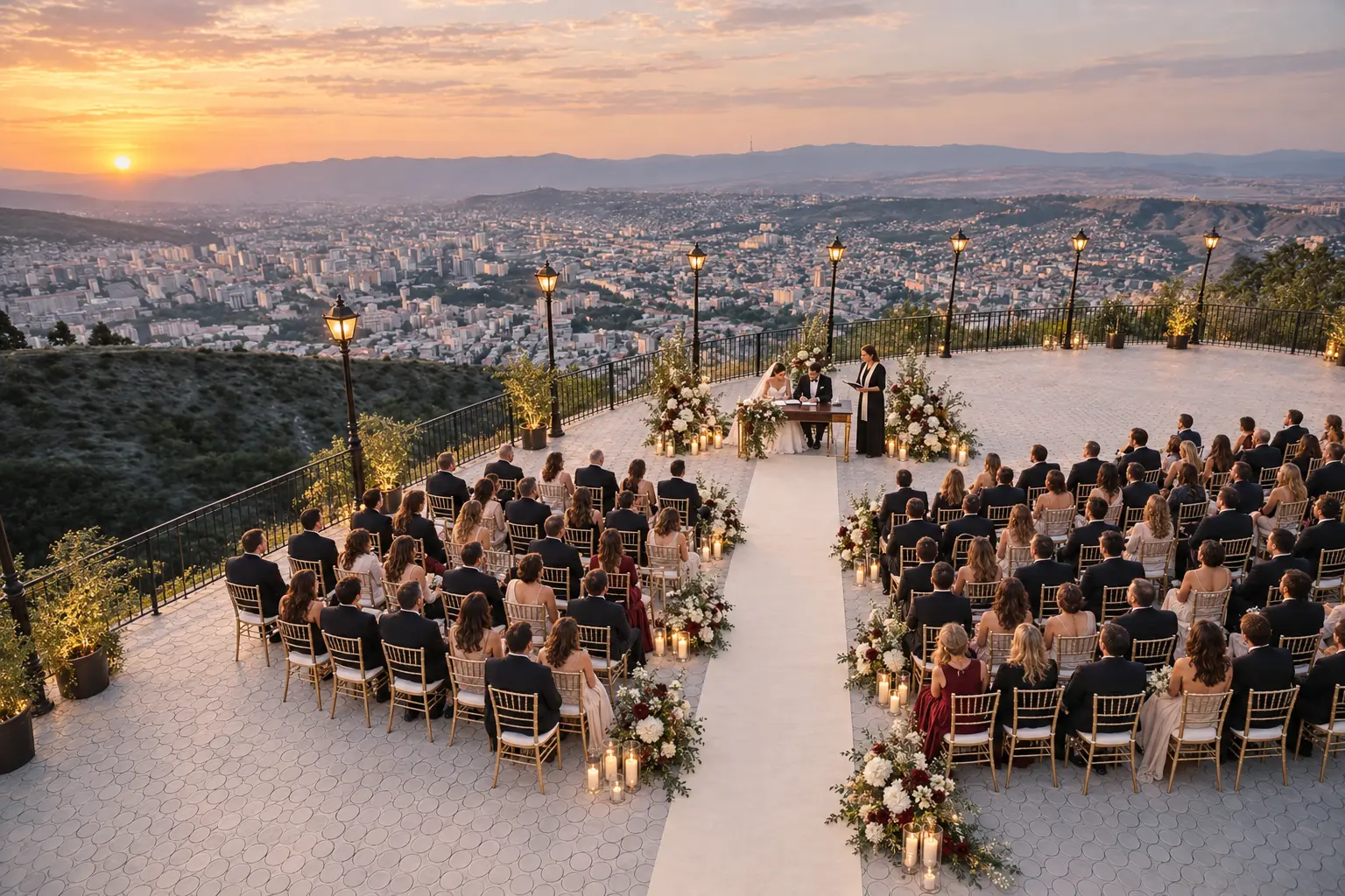 Wedding ceremony on the terrace above Tbilisi