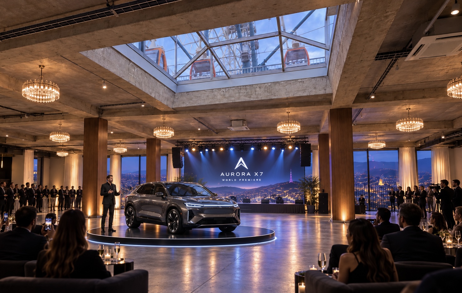 Vehicle product presentation inside Mtatsminda Hall